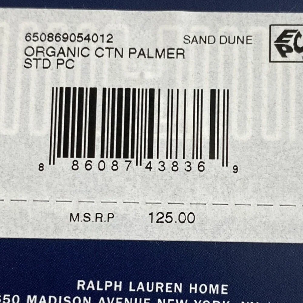 Ralph Lauren Palmer Organic Cotton Percale 2 Standard Pillowcases Sand Dune New